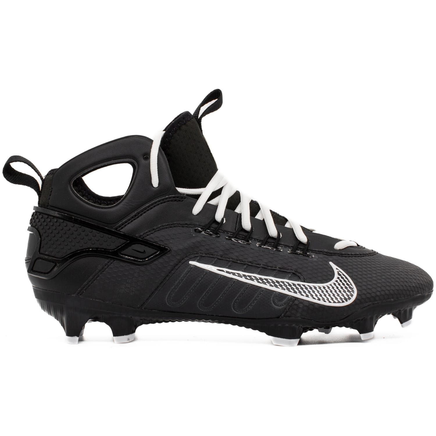 Nike Huarache 9 Elite Mid Lax Black/White Lacrosse Cleats