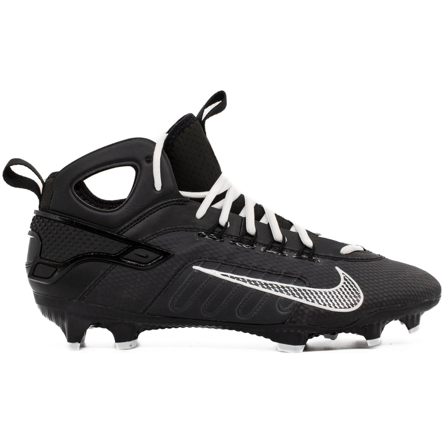 Nike Huarache 9 Elite Mid Lax Black/White Lacrosse Cleats | SportStop.com | Online Lacrosse Store