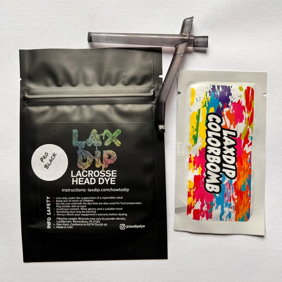 LaxDip Dye PRO Series with Colorbomb Lacrosse Head Powder Dye Pro Black