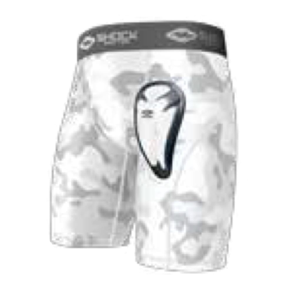 Shock Doctor Men's White Camo Core Compression Shorts with BioFlex Cup