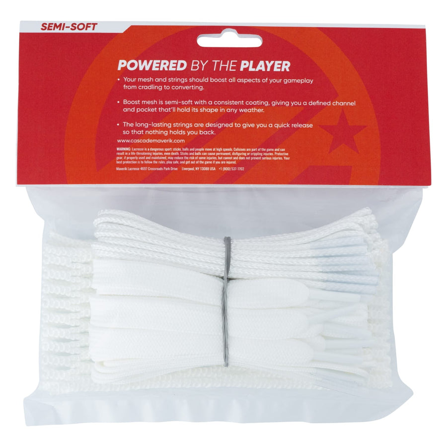 Maverik Boost Semi-Soft Lacrosse Mesh and Strings Complete Stringing Kit