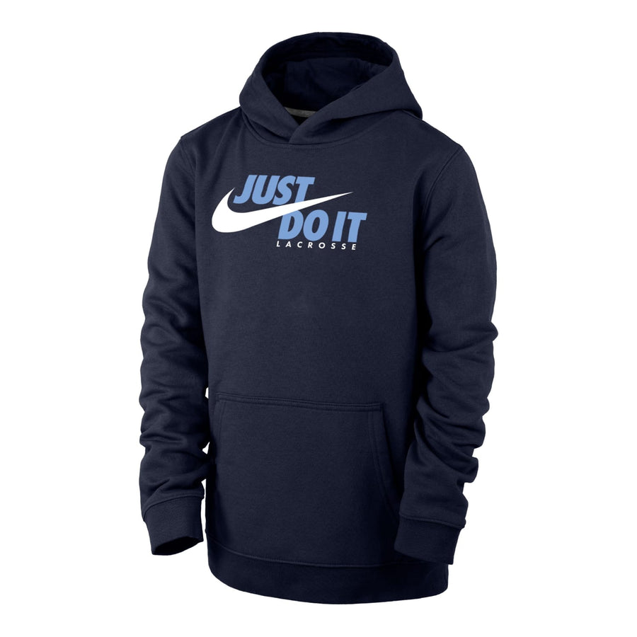Nike Club Fleece Just Do It Navy Blue Pullover Boy's Lacrosse Hoodie