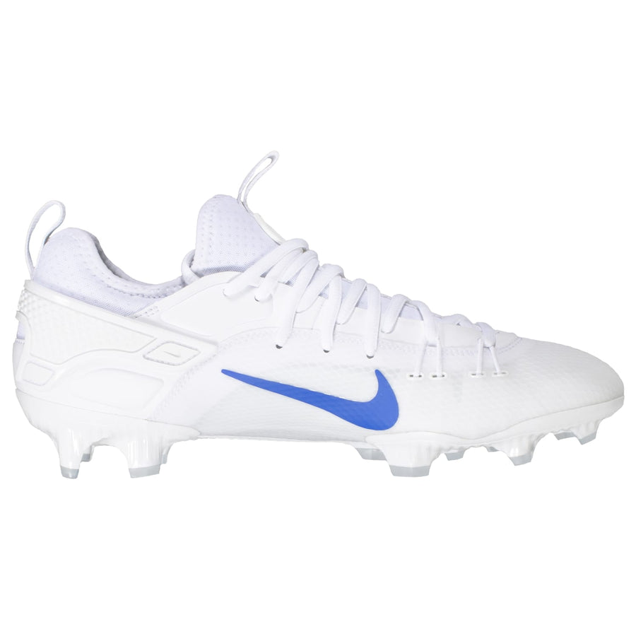 Nike Huarache 9 Elite Low Lax White/Royal Blue Lacrosse Cleats