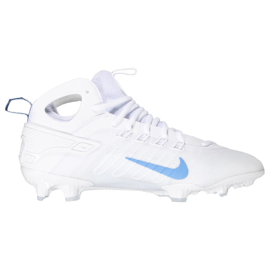 Nike Huarache 9 Elite Mid Lax White/Carolina Blue Lacrosse Cleats