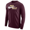 Nike Core Cotton Just Do It Maroon Long Sleeve Men's Lacrosse Shirt