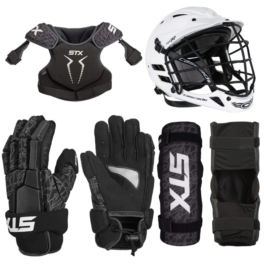STX Stallion 75 Lacrosse Starter Kit - Gloves, Shoulder Pads, Arm Pads & Helmet