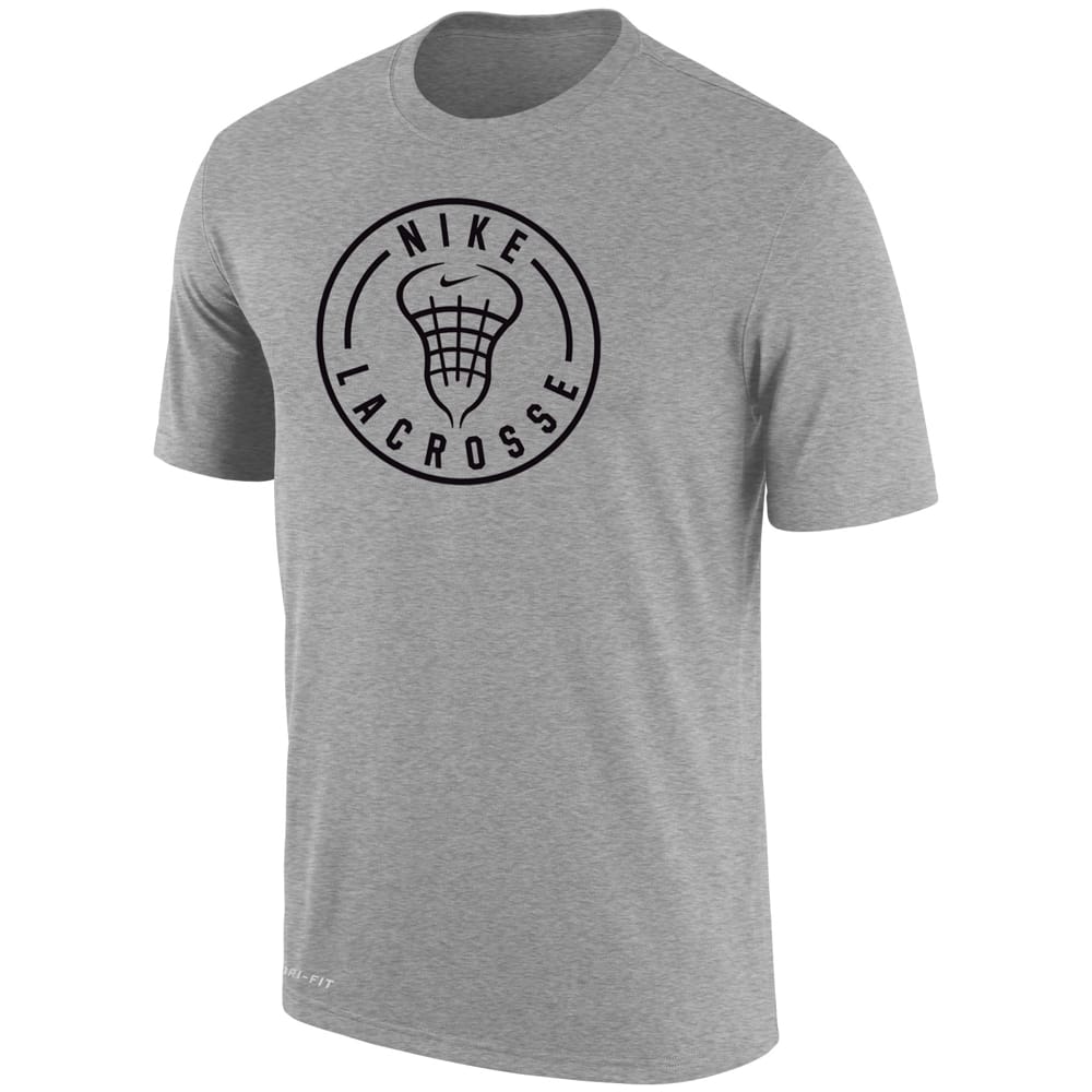 Nike DriFit Cotton Circle Logo Grey Men's Lacrosse Shirt
