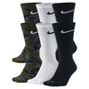 Nike Dry Cushion Black/White/Camo Crew Socks - 6-Pack