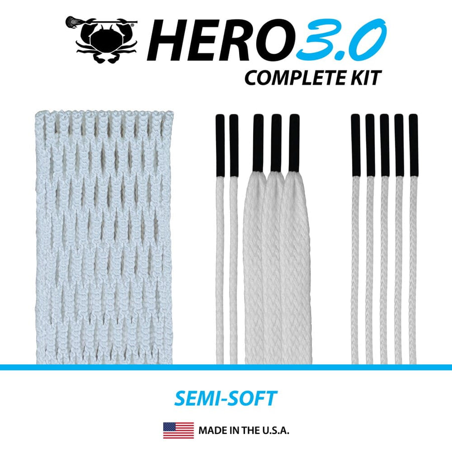 ECD Hero 3.0 Semi-Soft Lacrosse Mesh and Hero Strings Complete Stringing Kit
